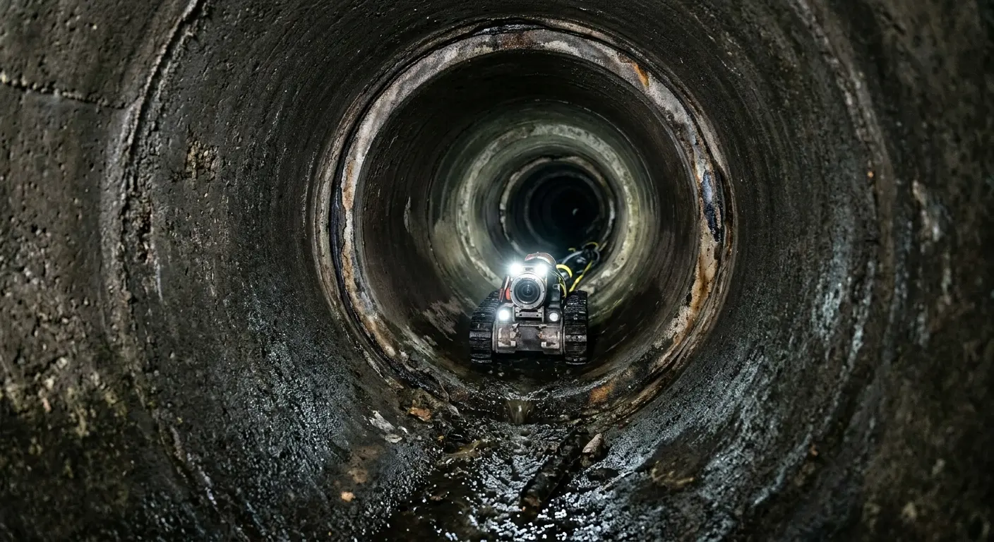 Robotic sewer camera inspecting pipe interior for Sewer Line Cleaning in Astoria